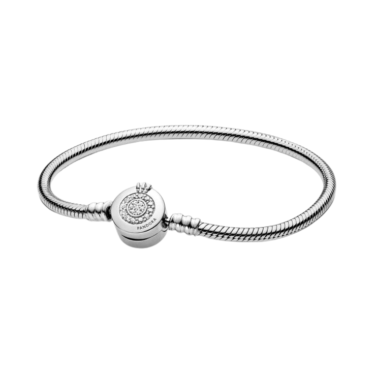 Pulsera de Plata 925 auténtica para charms – Con broche redondo brillante